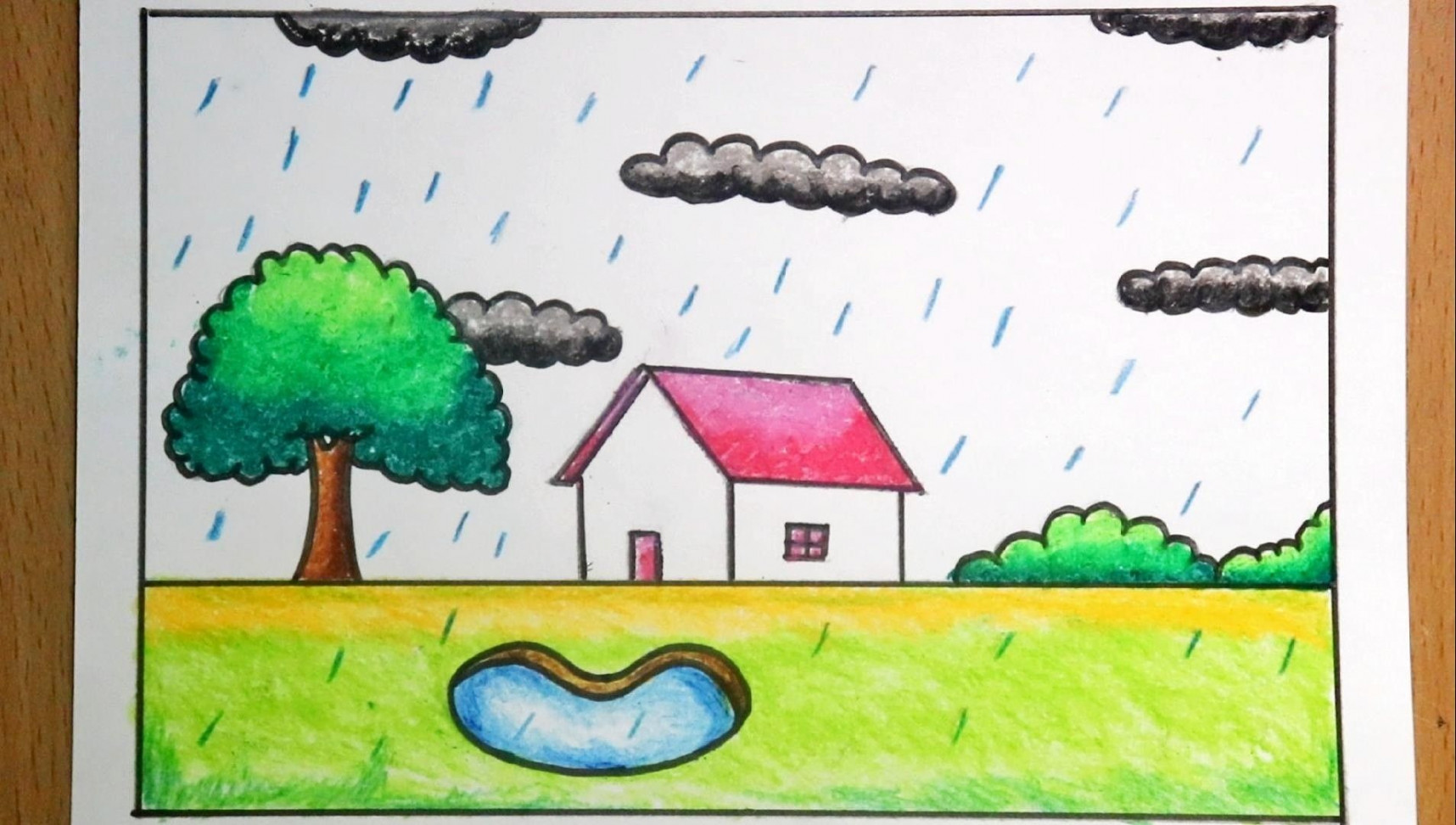 Rainy season drawing  Rain drawing  Rainy scenery drawing