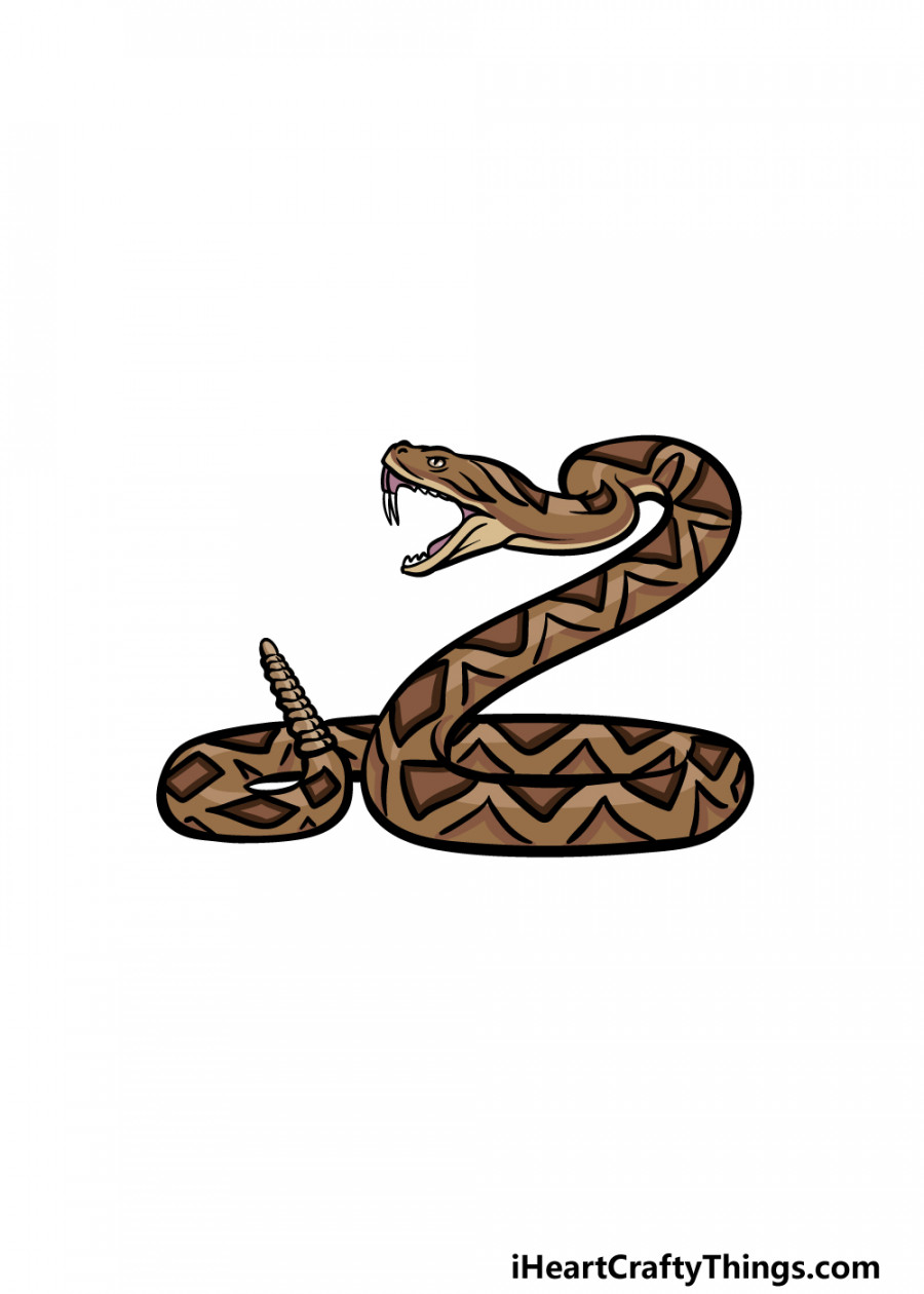 Rattlesnake Drawing - How To Draw A Rattlesnake Step By Step