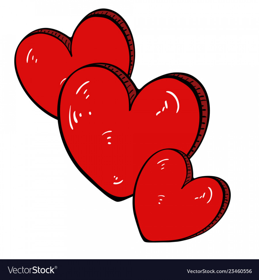 Red heart free drawing-cartoon valentines day Vector Image