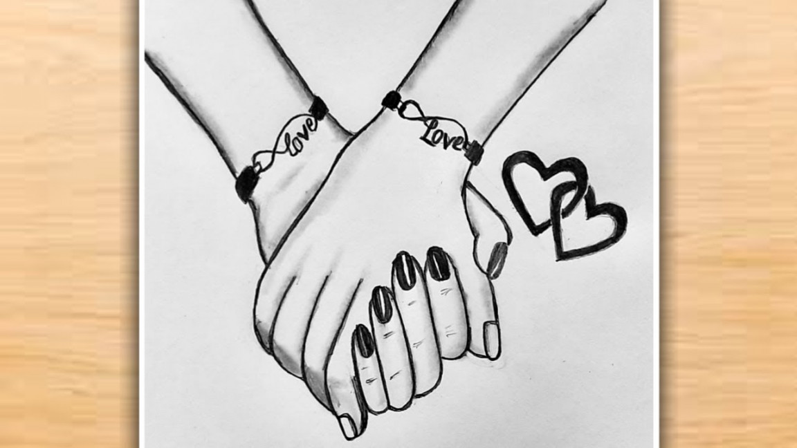 Romantic Couple Holding Hand Pencil Sketch  Love Drawing Easy  Love  Couple Drawing