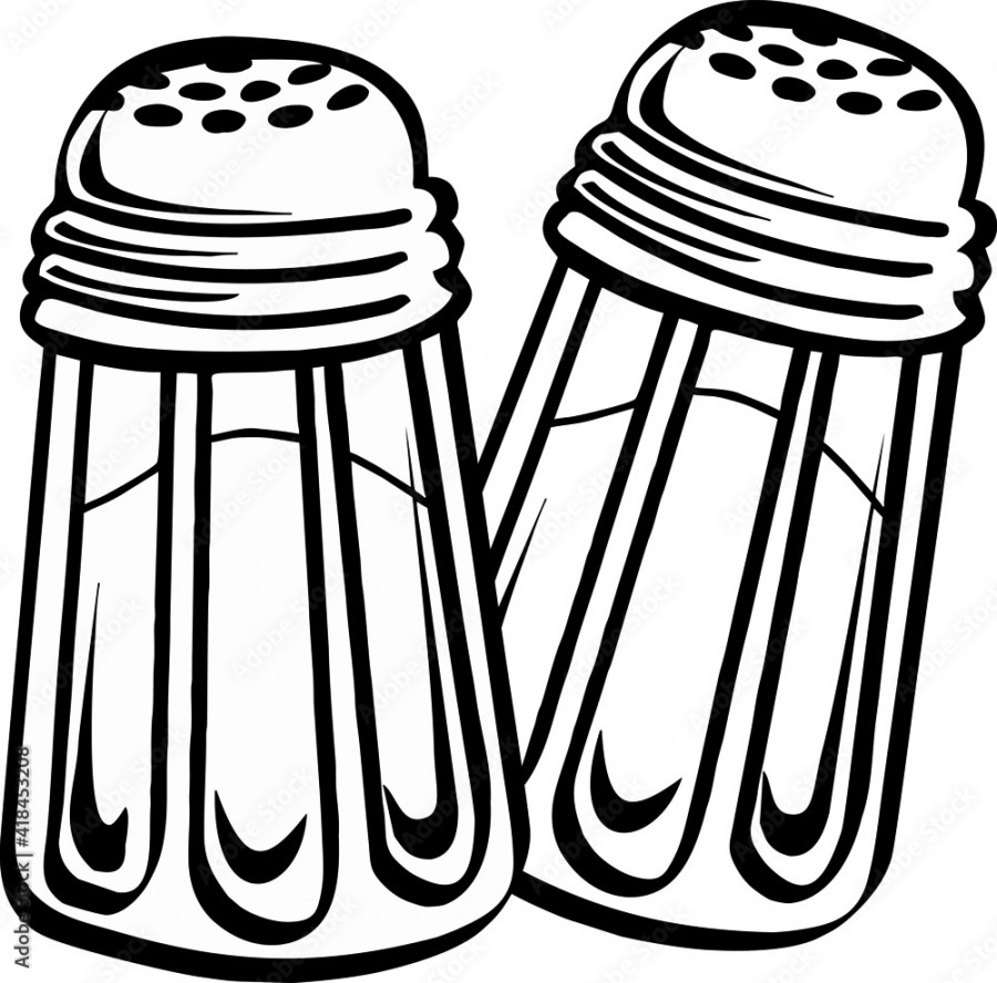 salt shaker line drawing vector, Salt and pepper shakers linear