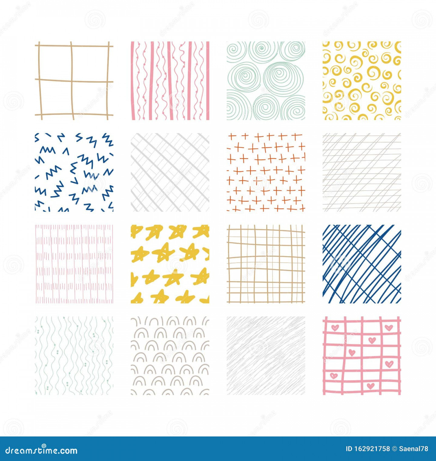 Set of Abstract Colored Squares. Hand Drawn Backgrounds