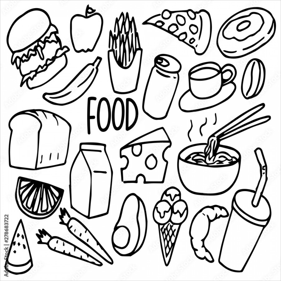 Set of food, sketch, doodle, drawing Stock-Vektorgrafik  Adobe Stock