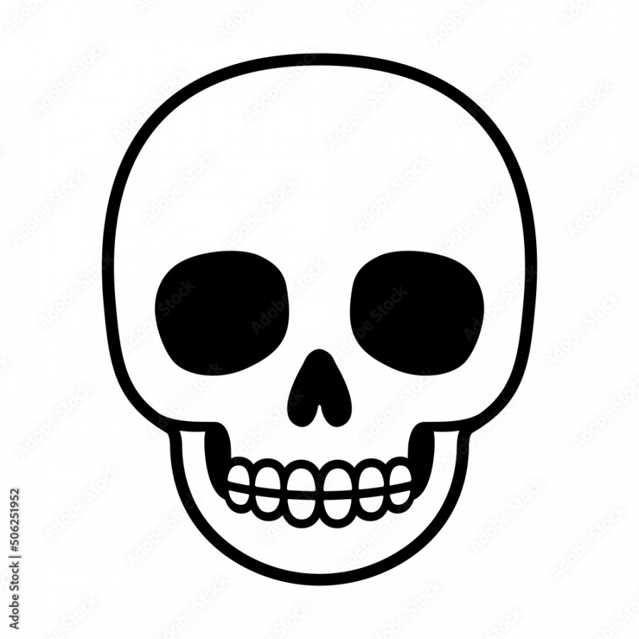 Simple cartoon human skull drawing