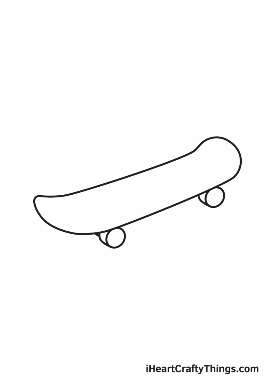 Skateboard Drawing - How To Draw A Skateboard Step By Step