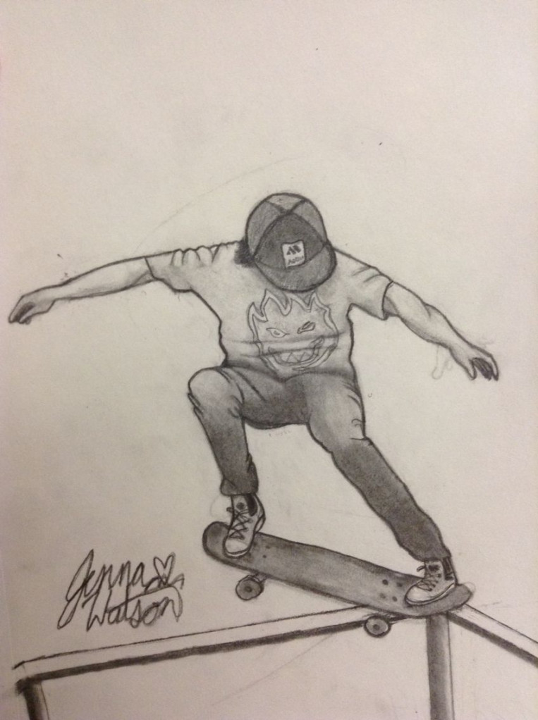 Skateboarder drawing  Caiu desenho, Inspiração de desenho, Desenhos