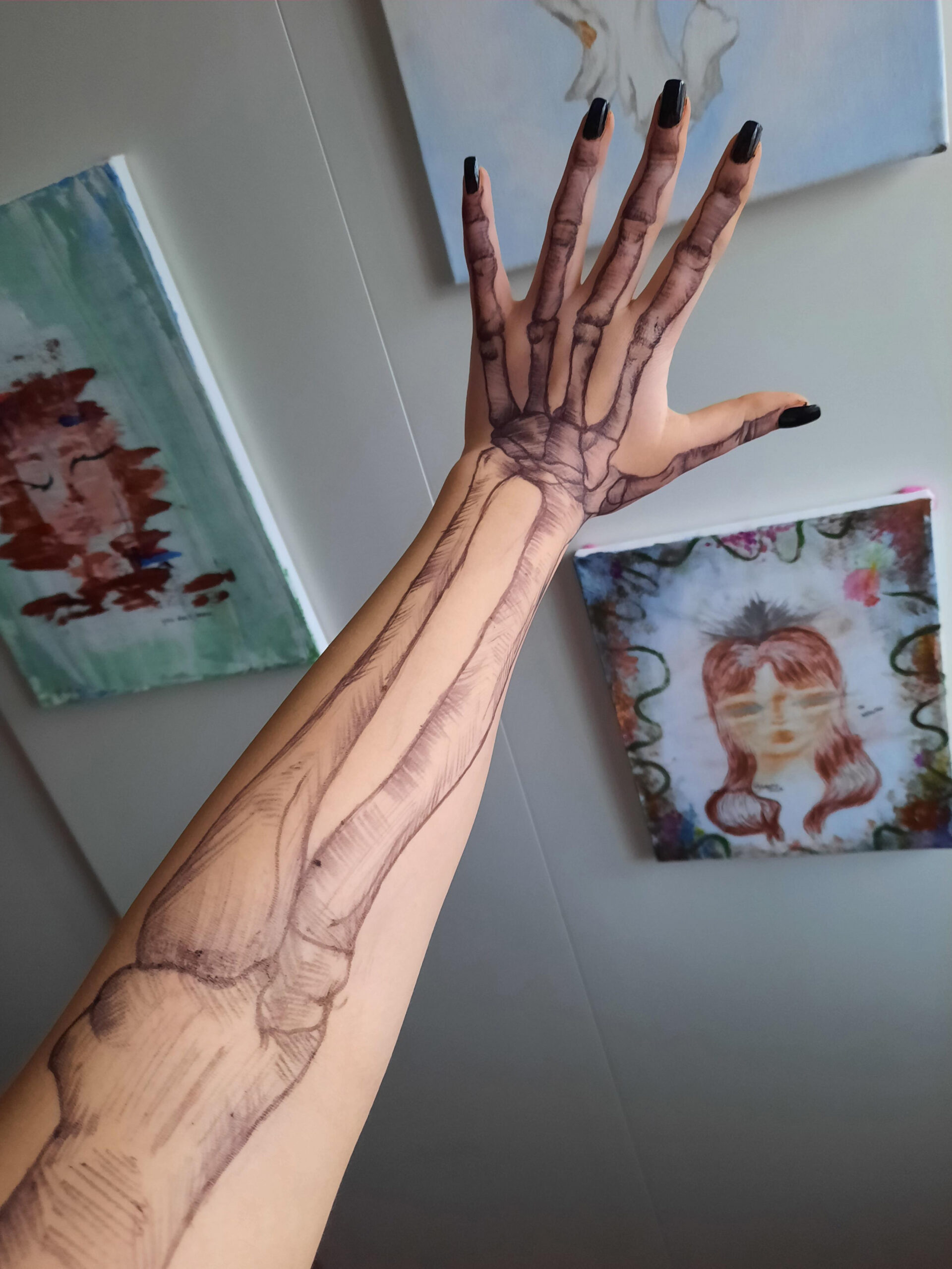 Skeleton arm, me !!, black pen lol,  : r/Art