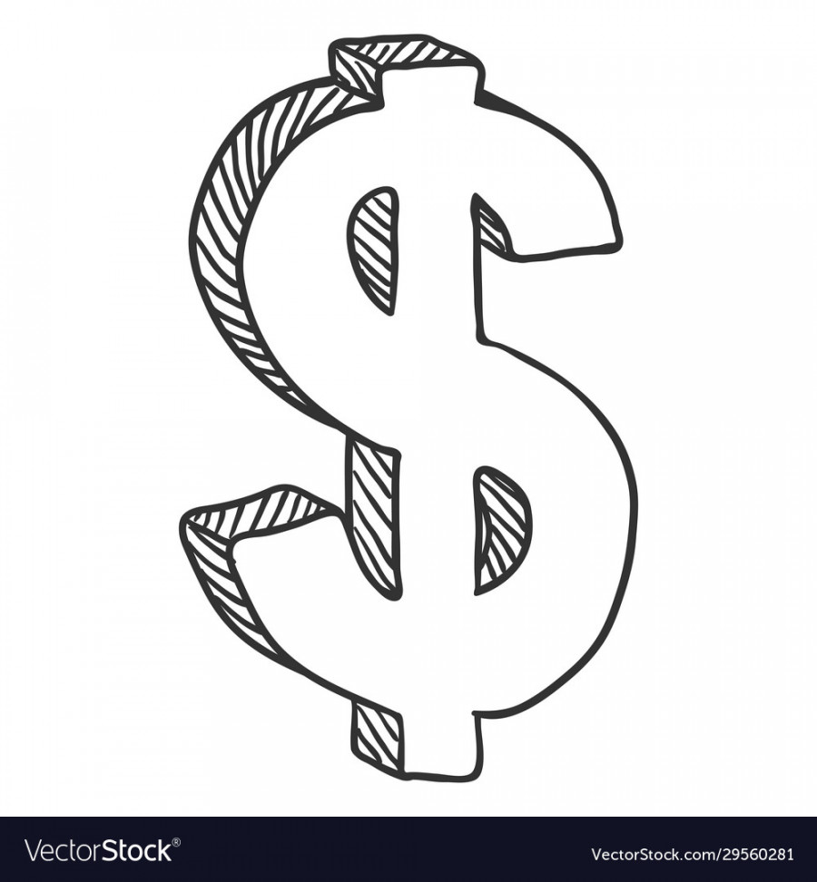 Sketch currency symbol hand drawn dollar sign Vector Image