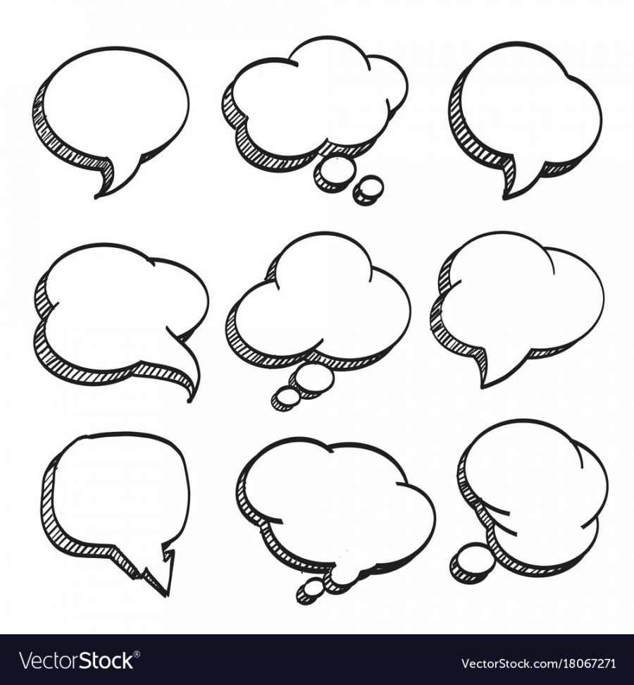 Sketch of hand drawn comic speech bubble Vector Image