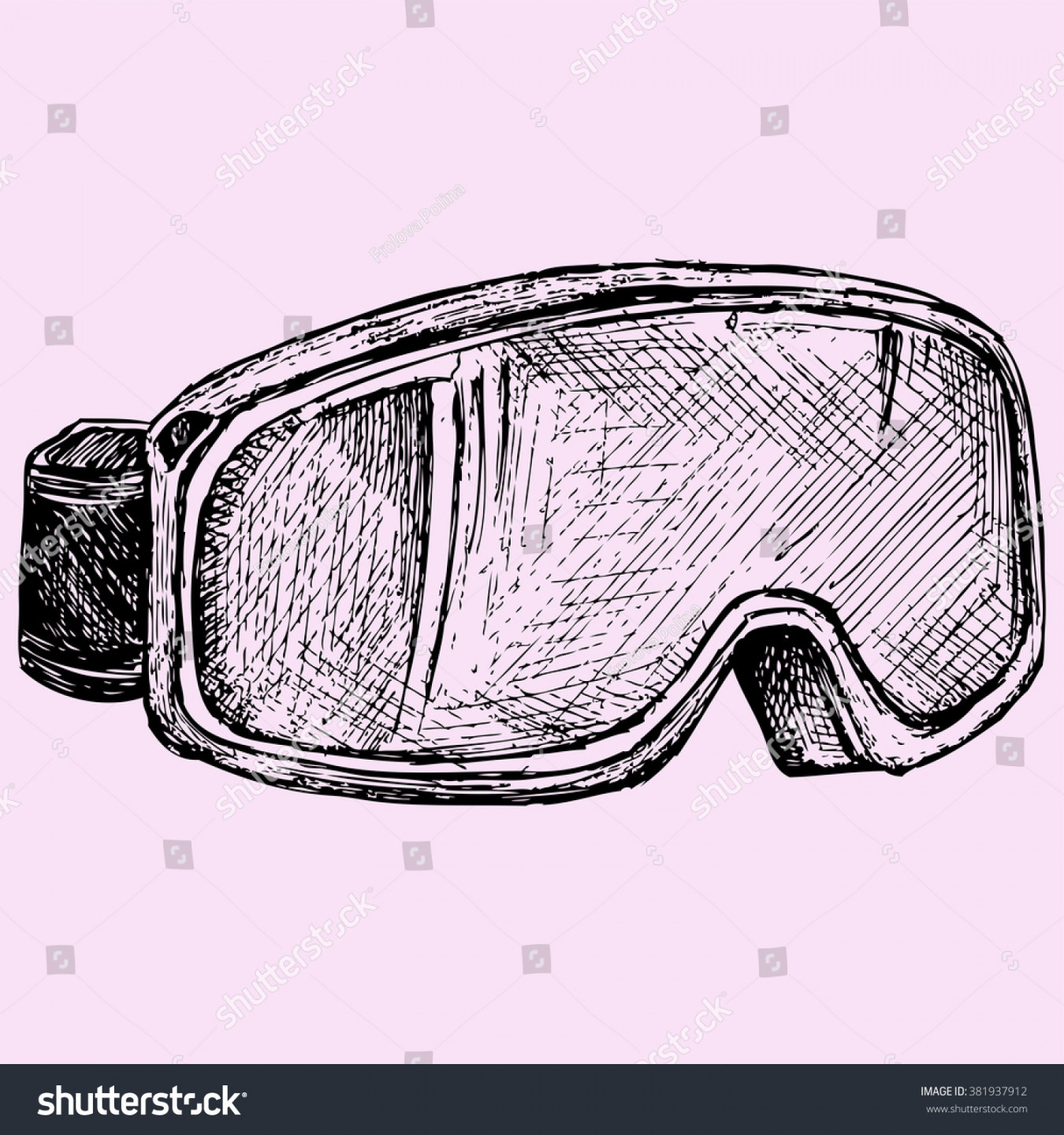 Ski Snowboard Goggles Doodle Style Sketch: Stockillustration