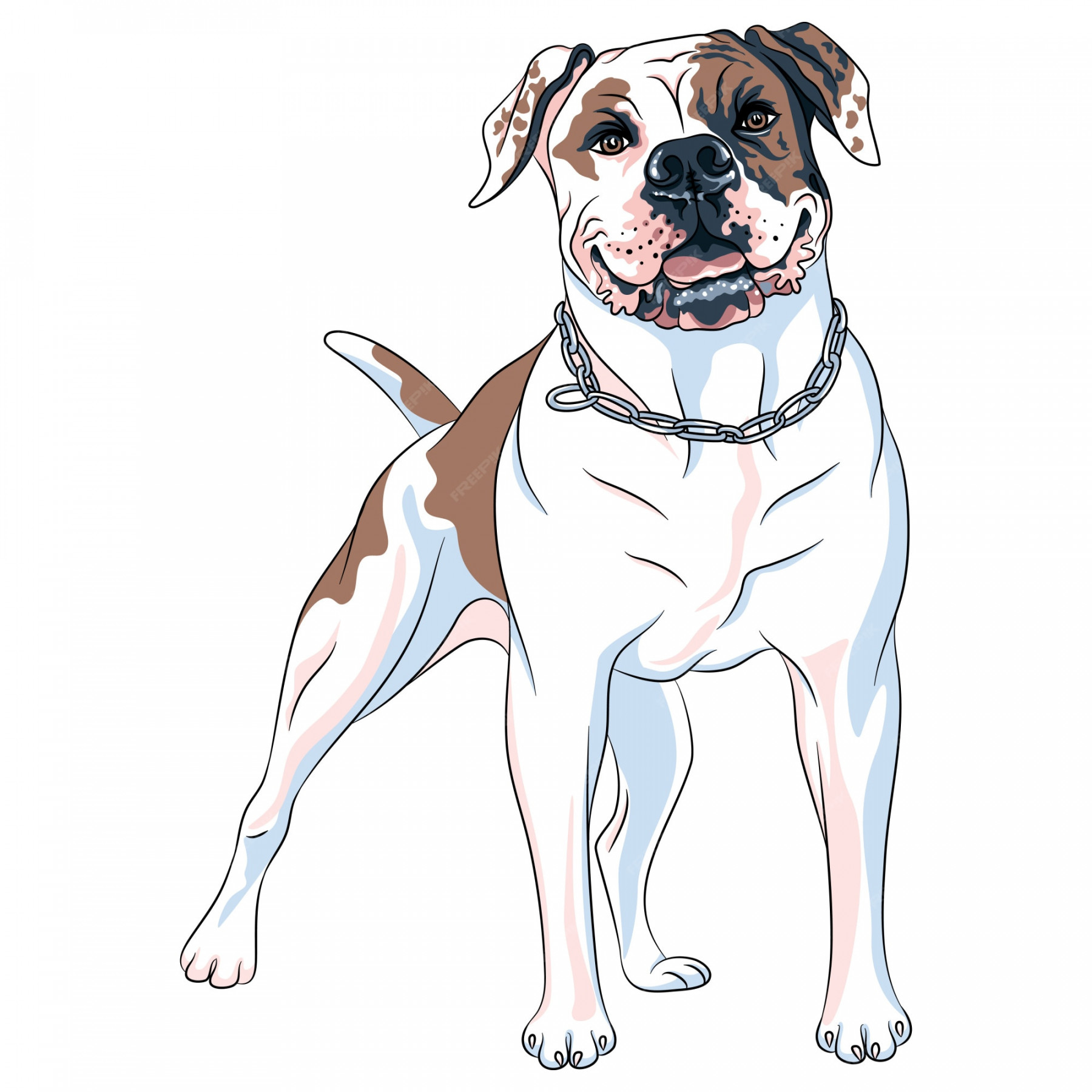 Skizze hund american bulldog rasse  Premium-Vektor