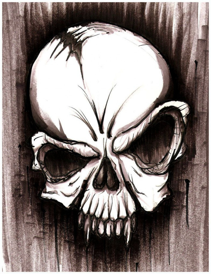 Skull Sketch by hardart-kustoms on deviantART  Skulls drawing