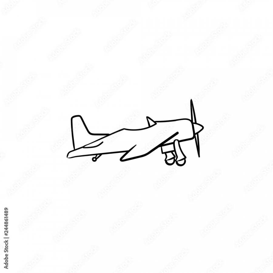 Small plane with propeller hand drawn outline doodle icon