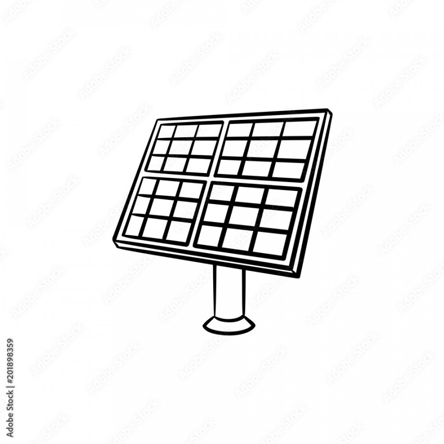 Solar panel industry hand drawn outline doodle icon