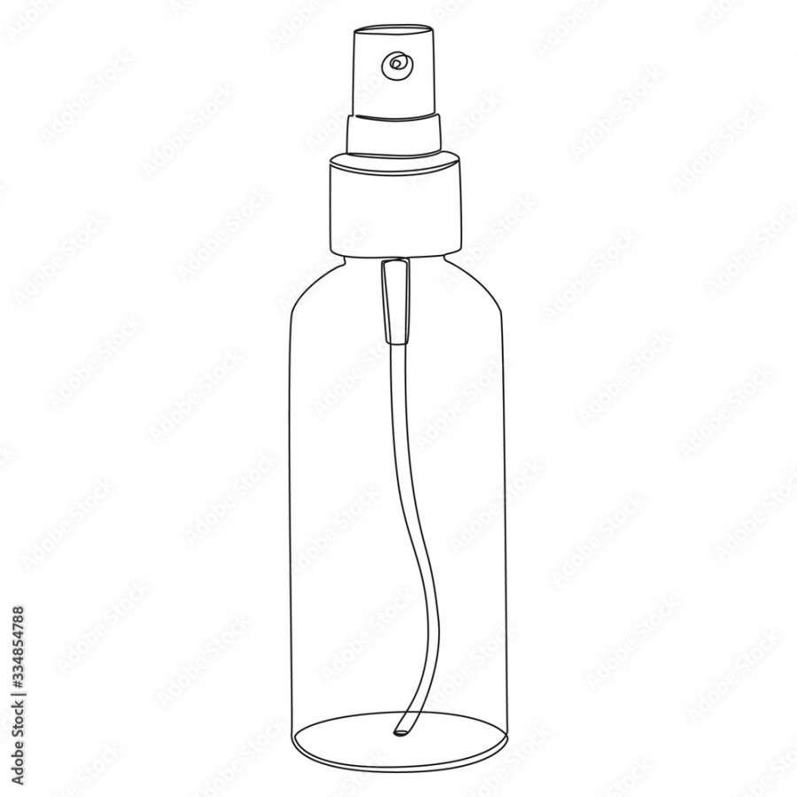 Spray bottle one line drawing on white isolated background