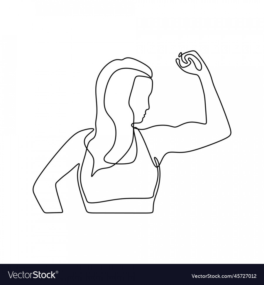 Strong women continuous one line drawing Vector Image