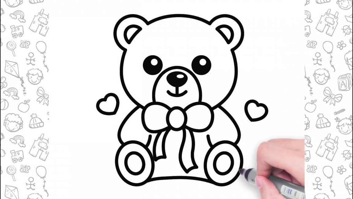 Teddy Bear Drawing Easy Step by Step  Cute Drawings