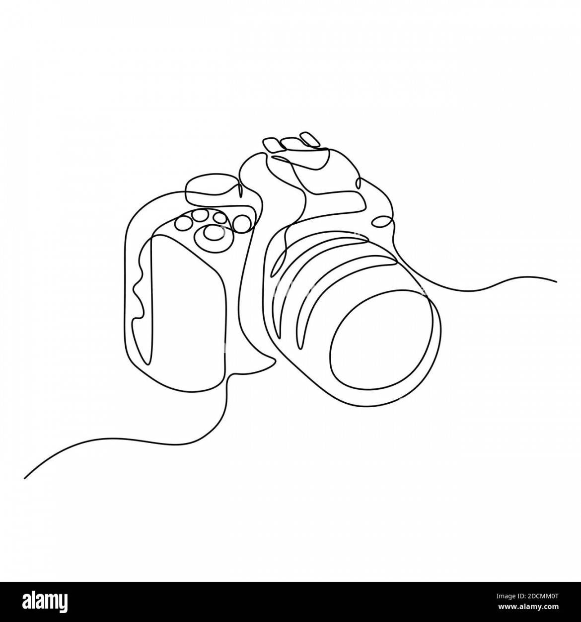 The camera is drawn by one line on a white background