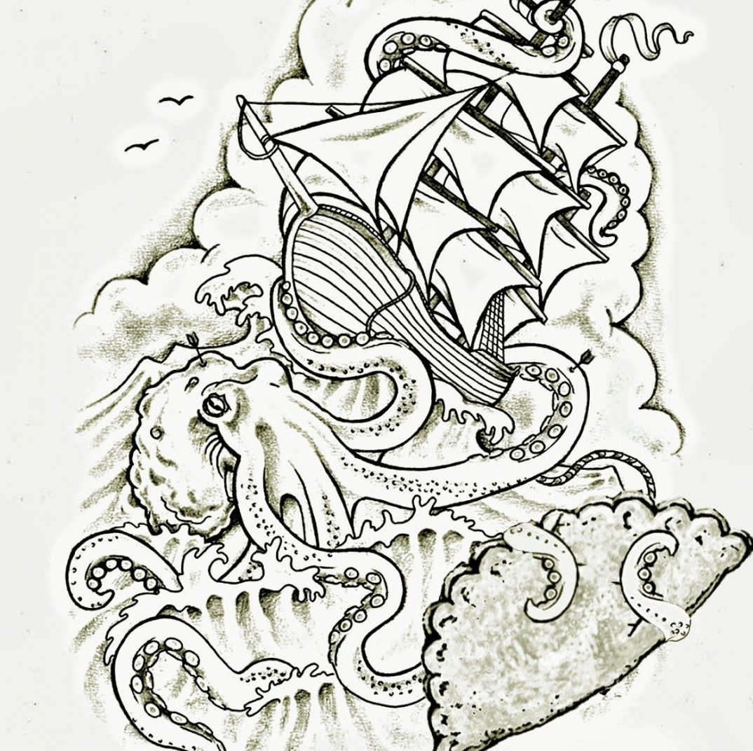 the octopus and ship art tattoo - Google Search  Art tattoo