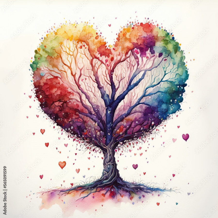 The Tree of love. Heart tree. Symbol of love