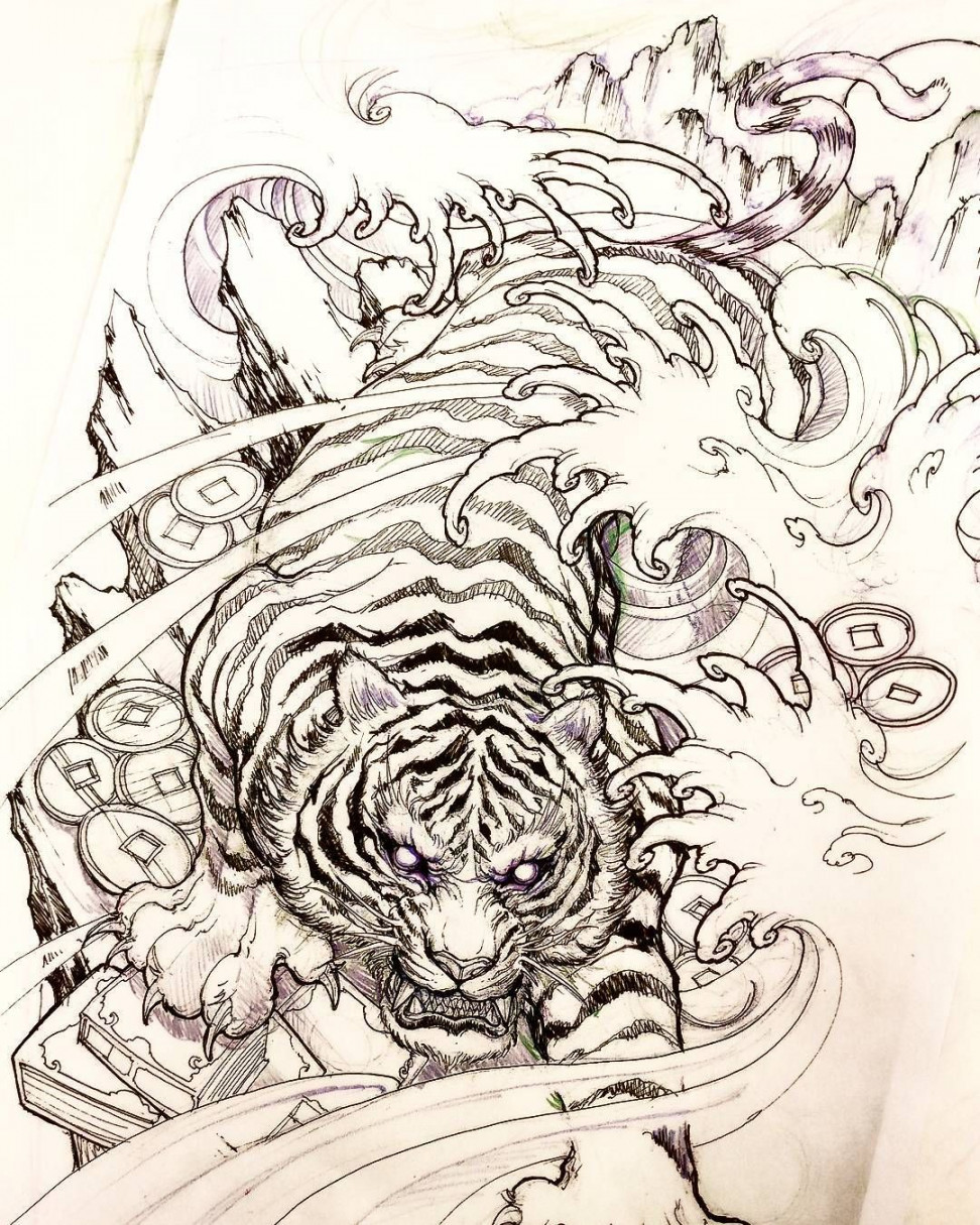 Tiger sketch #tiger #sketch #illustration #drawing #irezumi