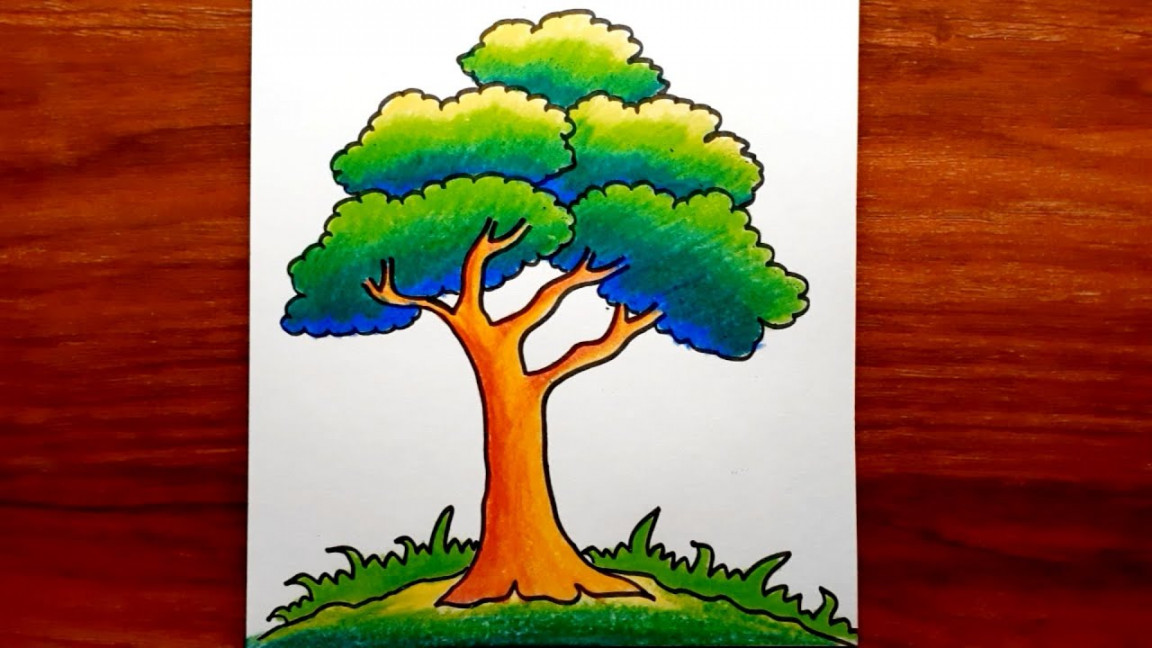 Tree Drawing  How To Draw Tree Step By Step  Tree Drawing With Colour   Tree Drawing.