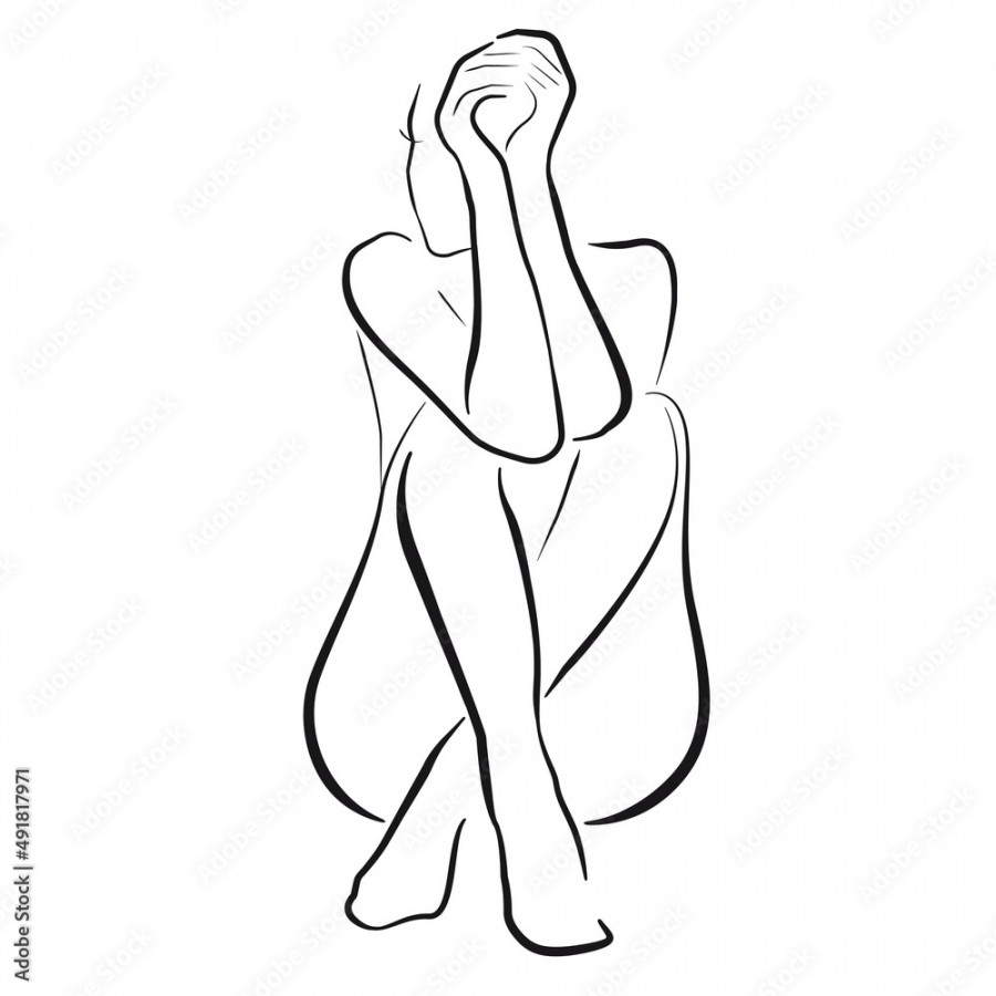 Trendy Line Art Woman Body