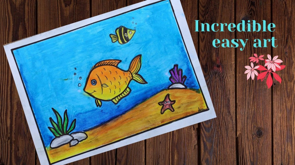 Underwater fish world  Fish drawings, Drawing for kids, Ocean day