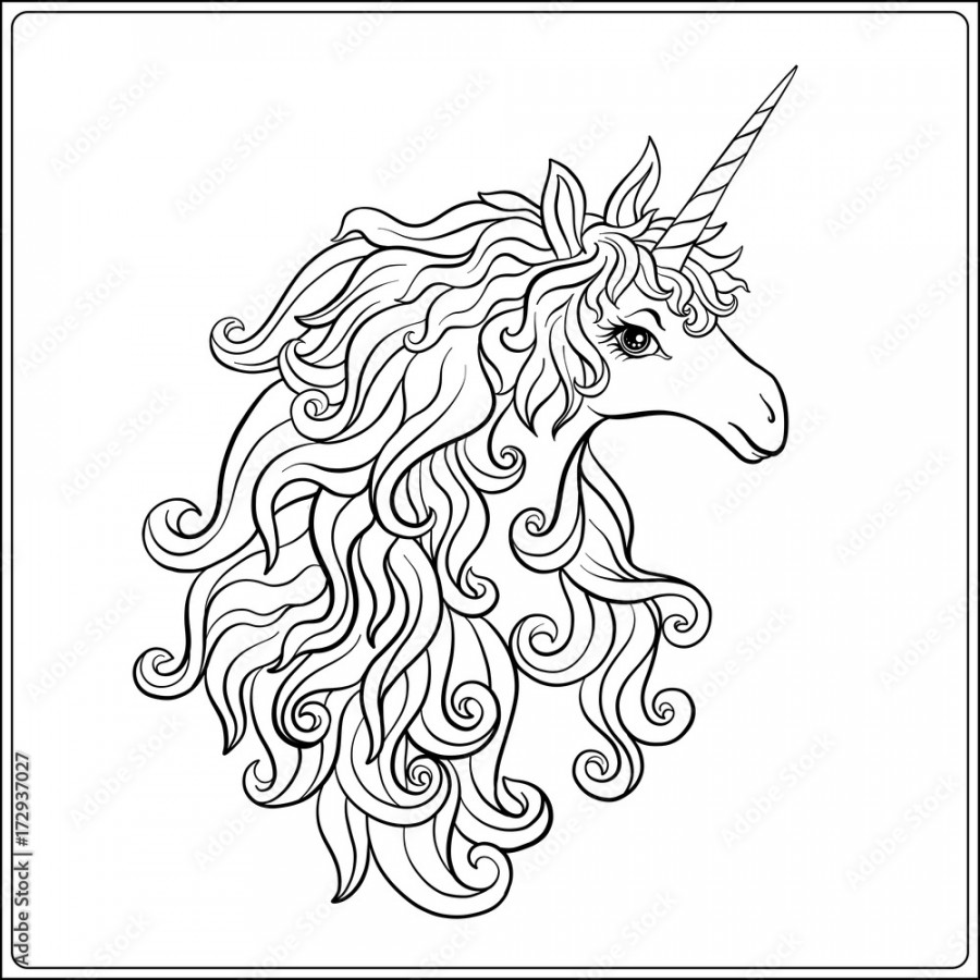 Unicorn. Outline drawing coloring page