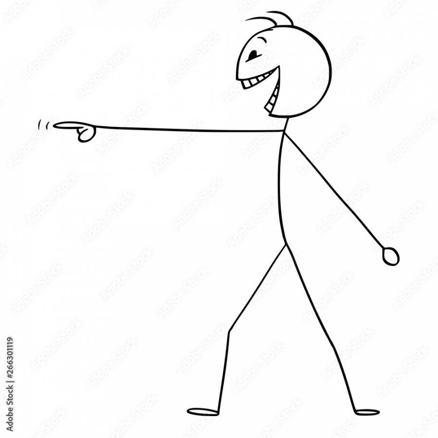 Vector cartoon stick figure drawing conceptual illustration of mad