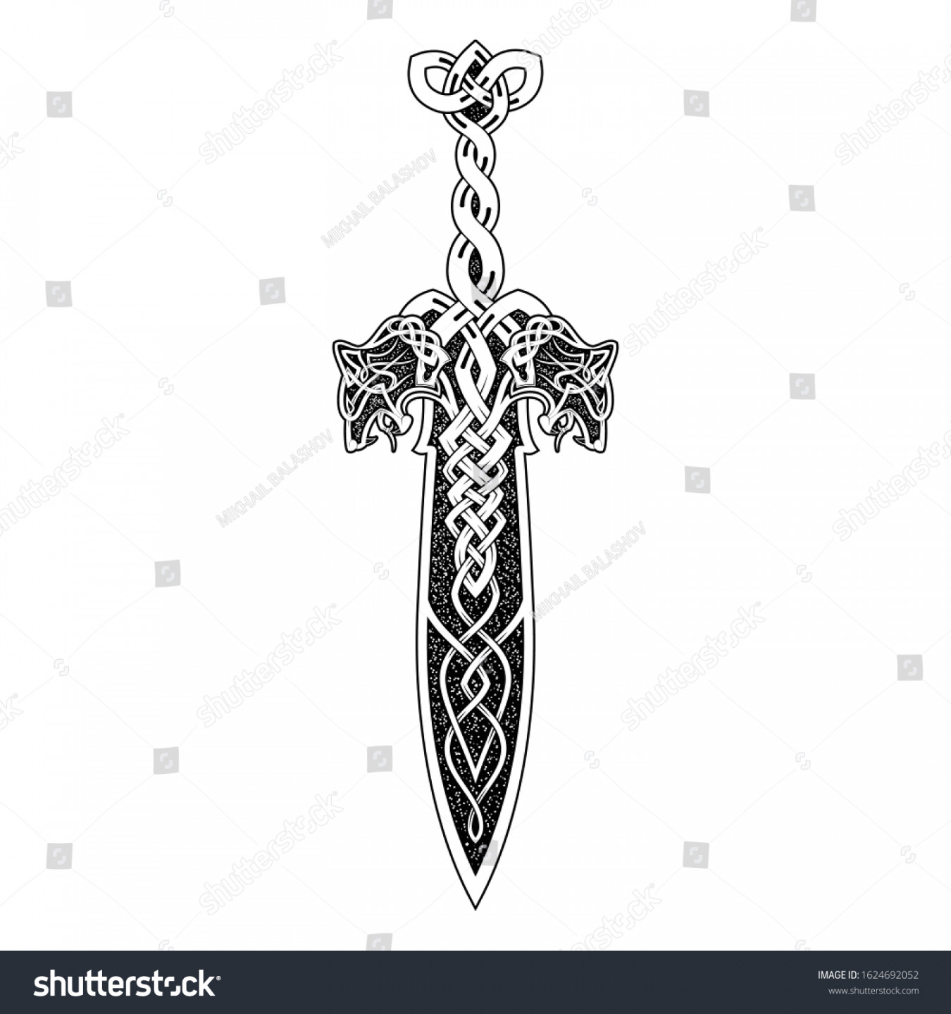 Vector Drawing Magical Viking Sword Blade: Stock-Vektorgrafik