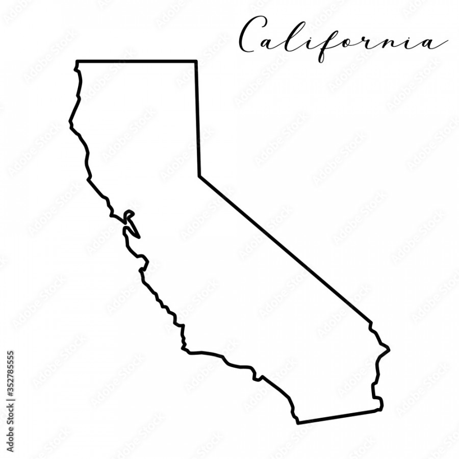 Vector high quality map of the American state of California simple