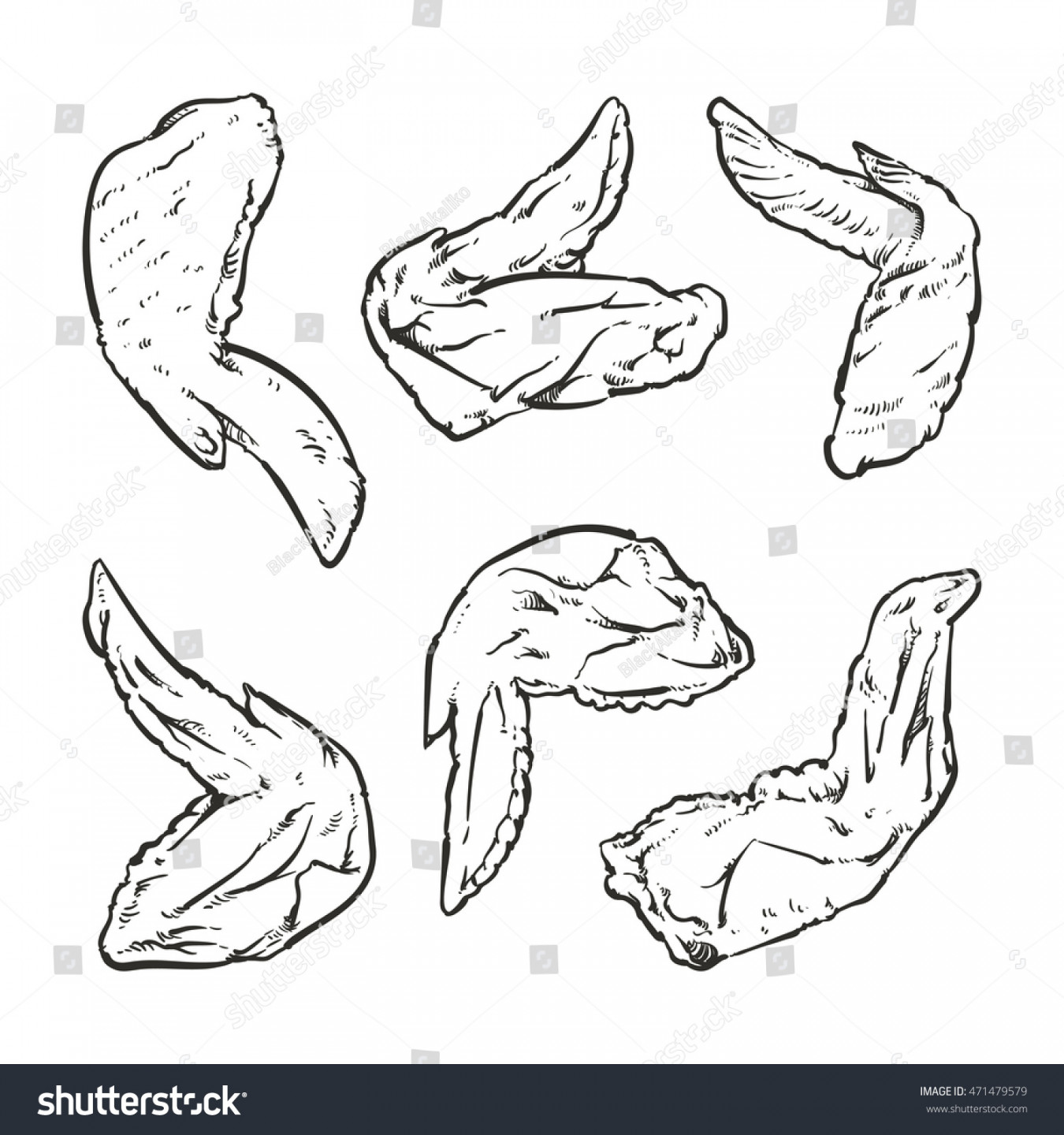 Vector Illustration Chicken Wing Drawing On Stock Vector (Royalty