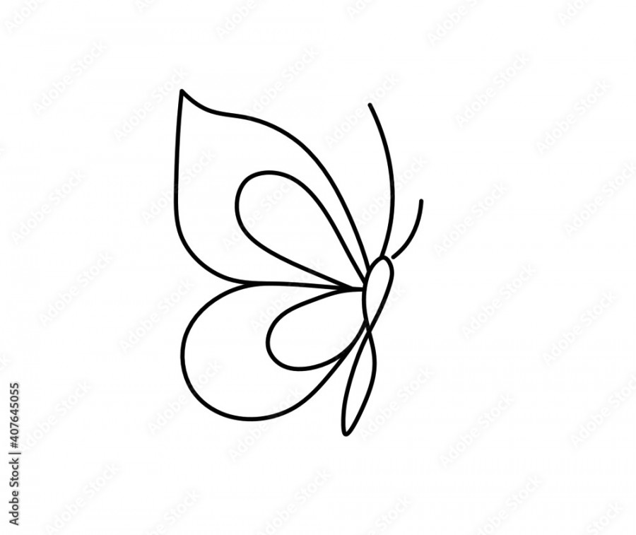 Vector isolated small little tiny simple butterfly drawing