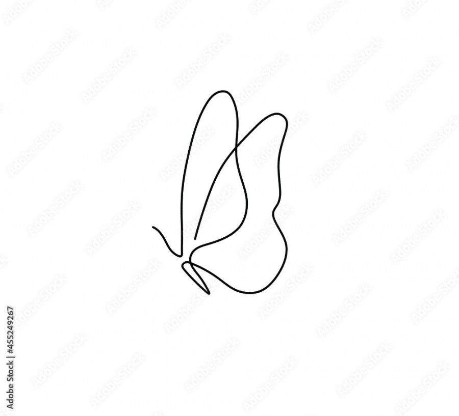 Vector isolated tiny one line butterfly drawing