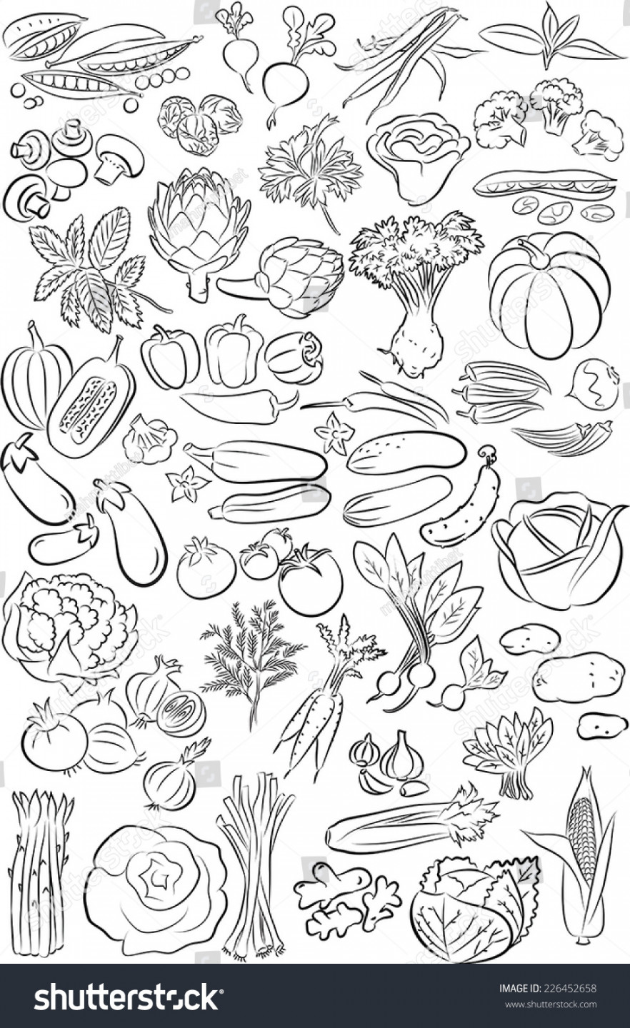 Vector Set Vegetables Line Art Mode: Stock-Vektorgrafik