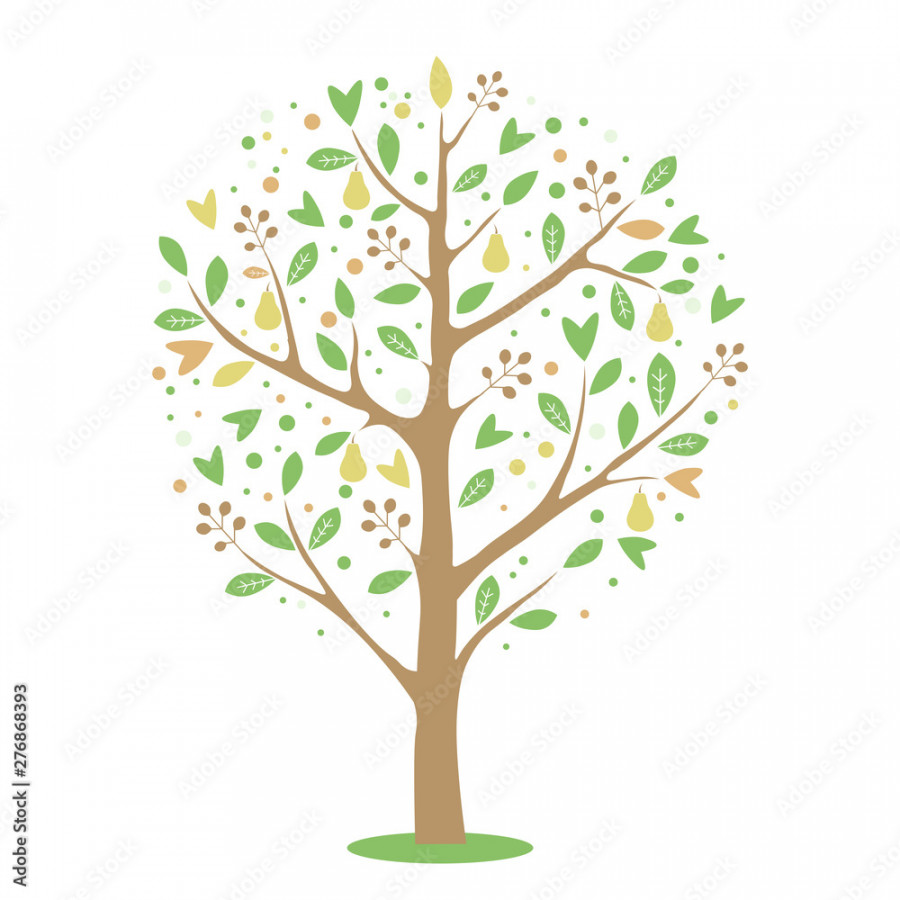 Vector simple drawing of pear tree