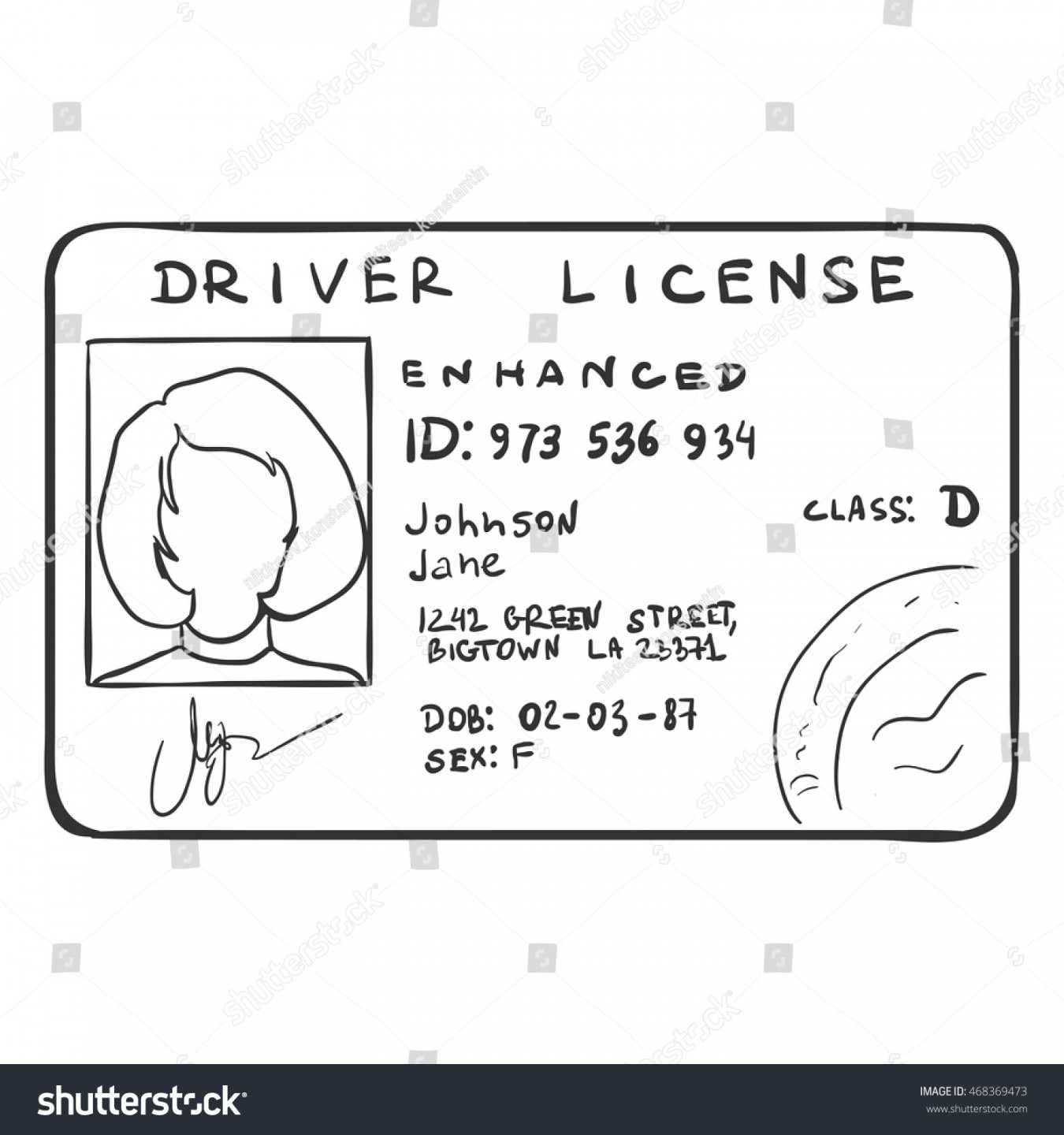 Vector Single Sketch Drivers License: Stock-Vektorgrafik