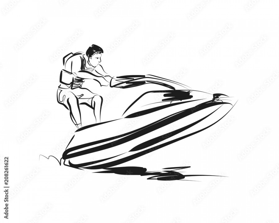 Vector sketch rider on a jet ski Stock-Vektorgrafik  Adobe Stock