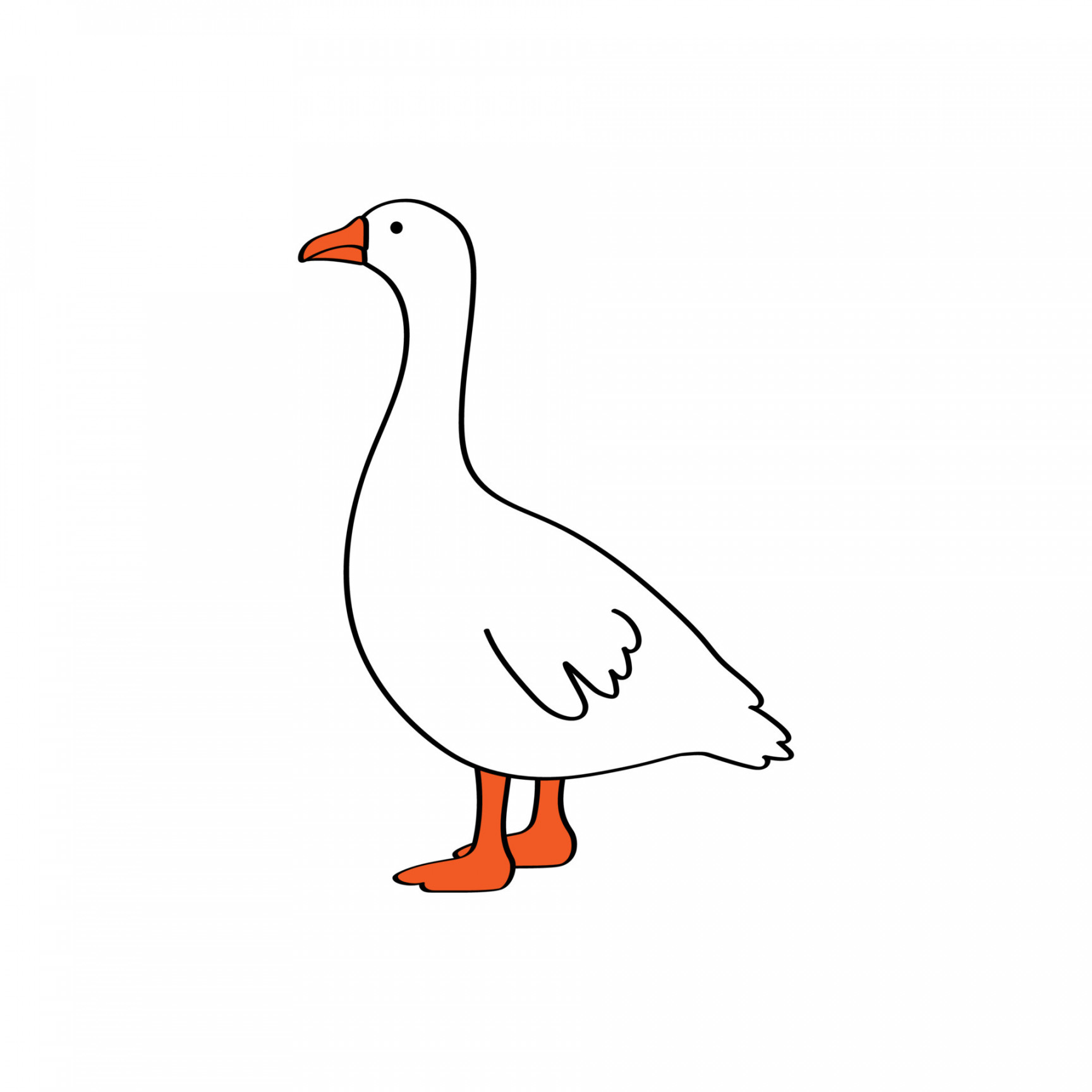 Vector white cartoon goose isolated on white background