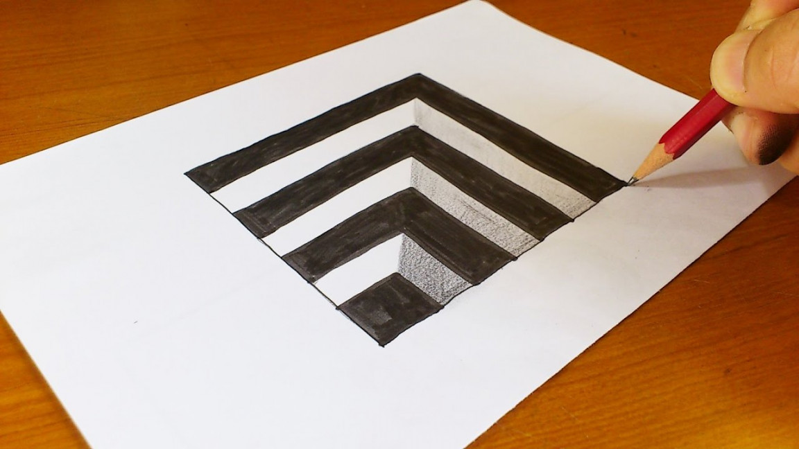 Very Easy!! How To Draw D Hole - Anamorphic Illusion - D Trick Art on  paper