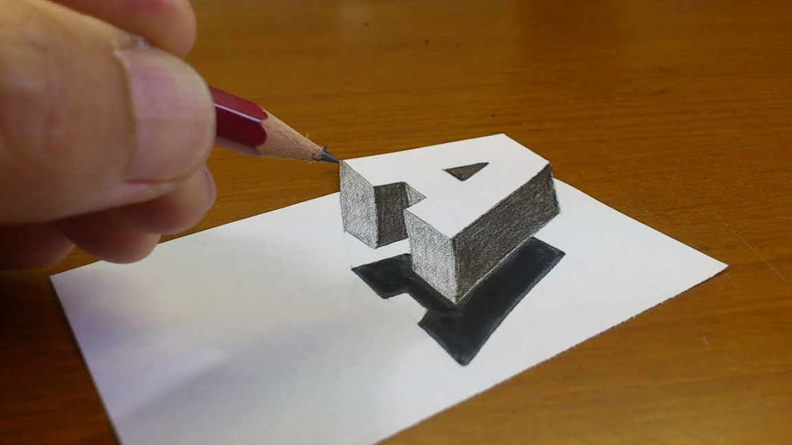 Very Easy!! How To Drawing D Floating Letter "A" # - Anamorphic Illusion  - D Trick Art on paper