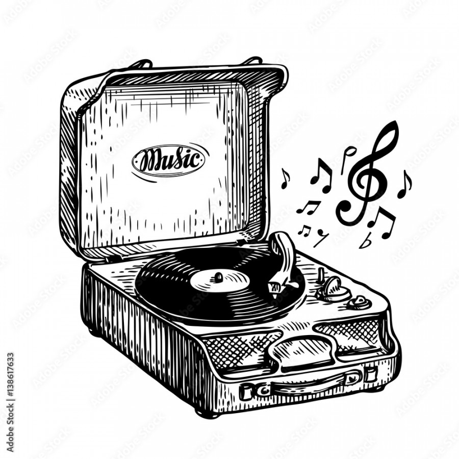 Vintage turntable. Record player vinyl record