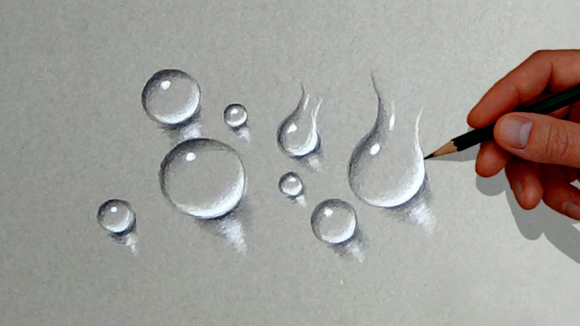 Water Drops - Drawing Water Drops Using Simple Colored Pencils