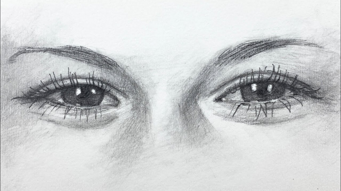 Watercolor of a Smiling Girl Lesson  - Drawing Eyes with Graphite Pencils