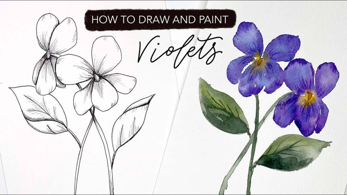 Watercolour Violets: How To Paint and Draw FEBRUARY