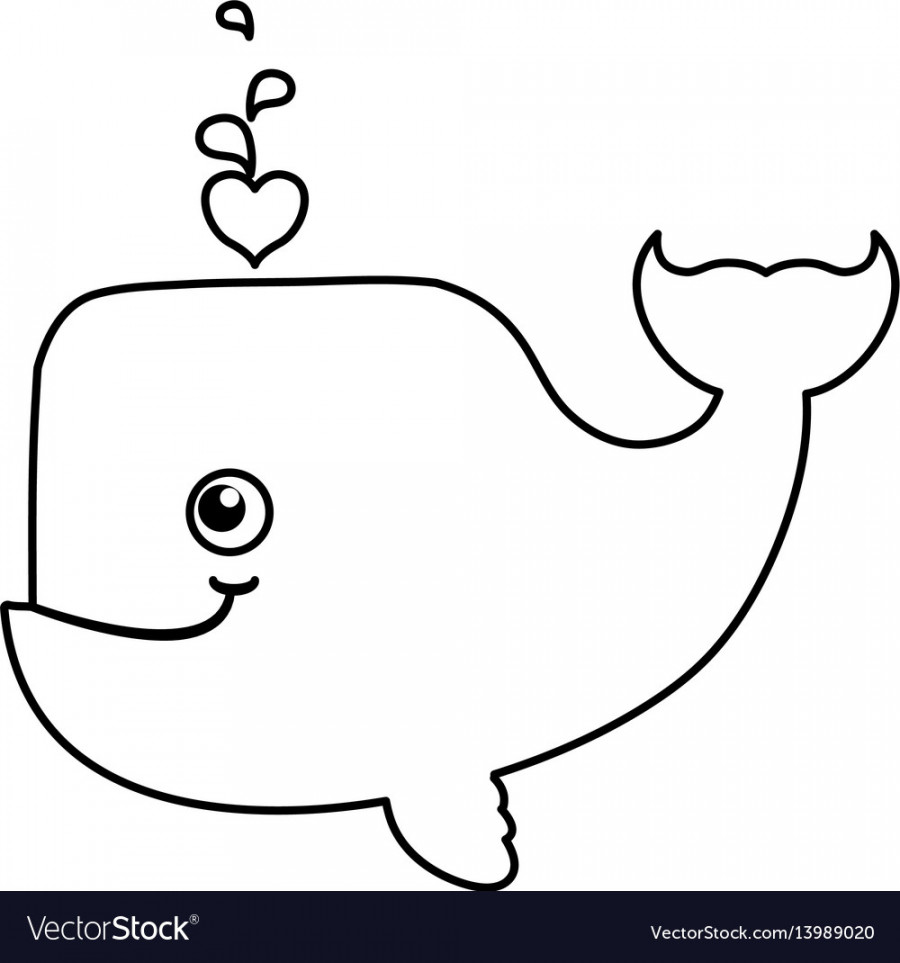 Whale cartoon drawing animal Royalty Free Vector Image