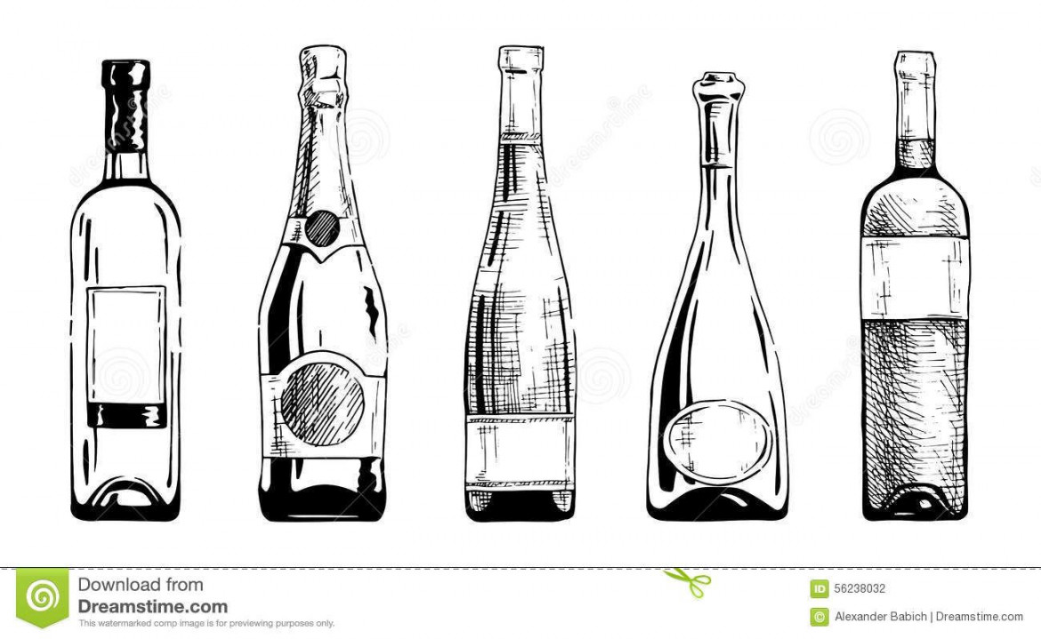 wine-bottle champagne bottles-ink-hand-draw #Style  Wine bottle