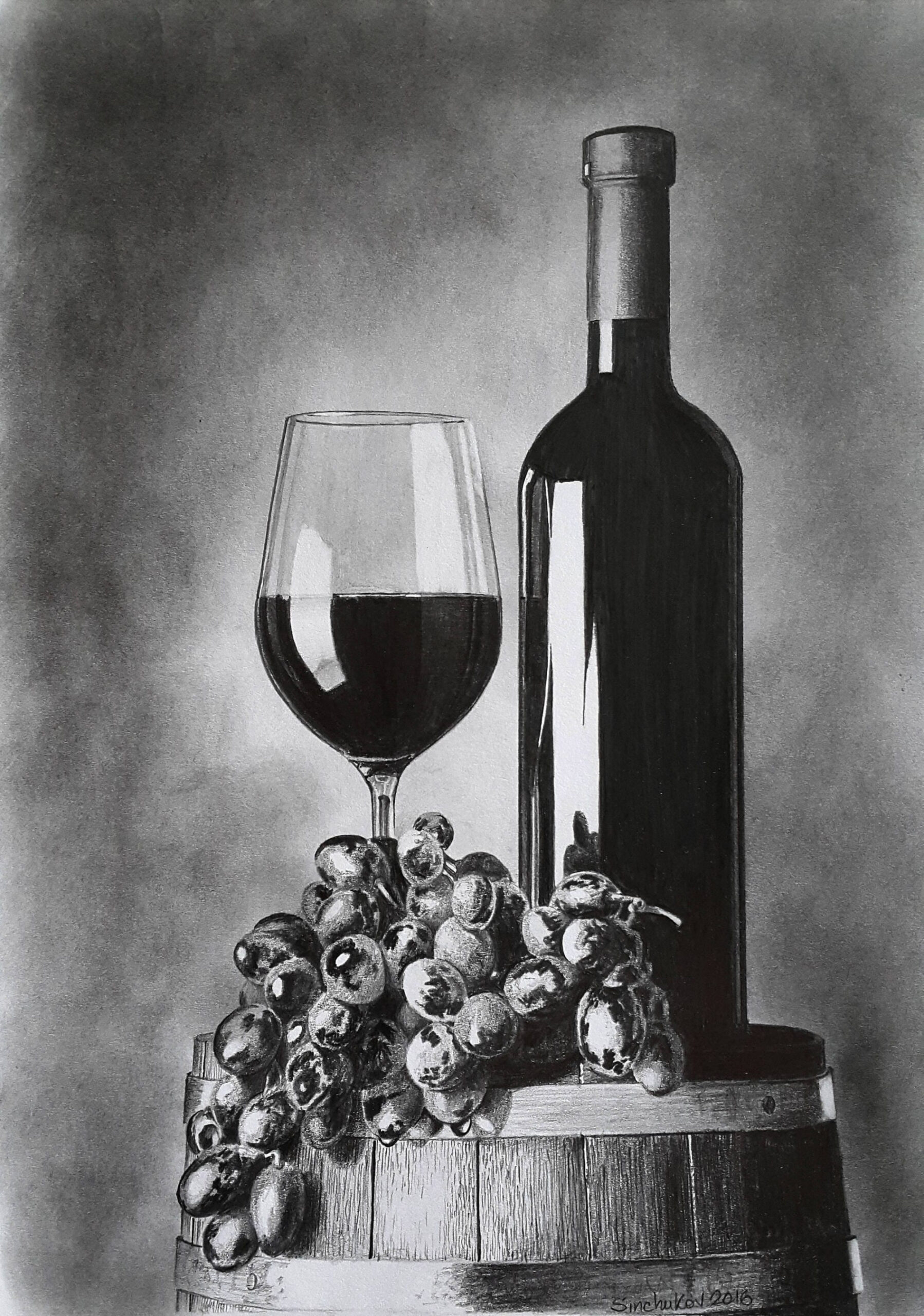 Wine Grapes Still Life Original Pencil Drawing Wall Art - Etsy UK