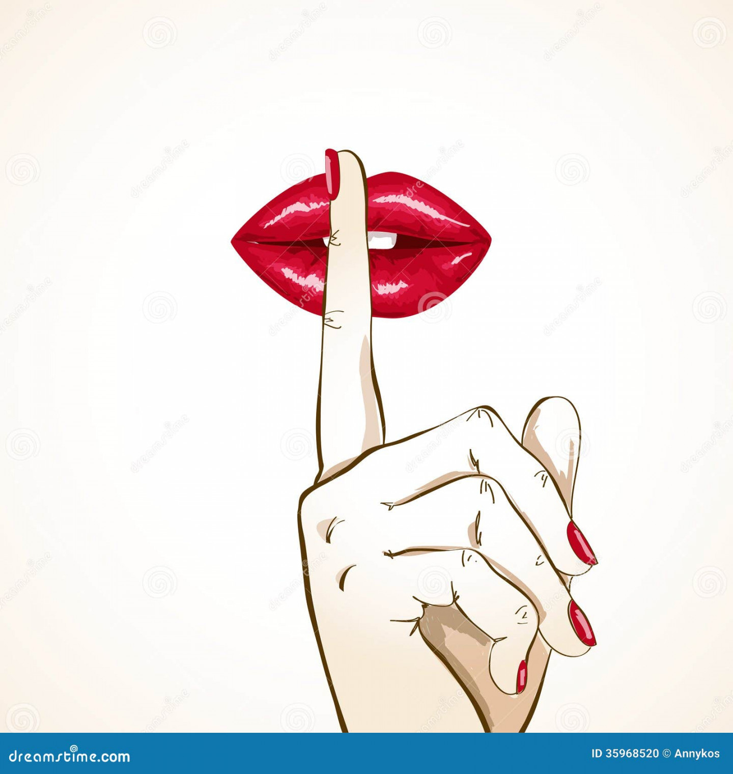 Woman Lips Finger Shh Sign Stock Illustrations –  Woman Lips